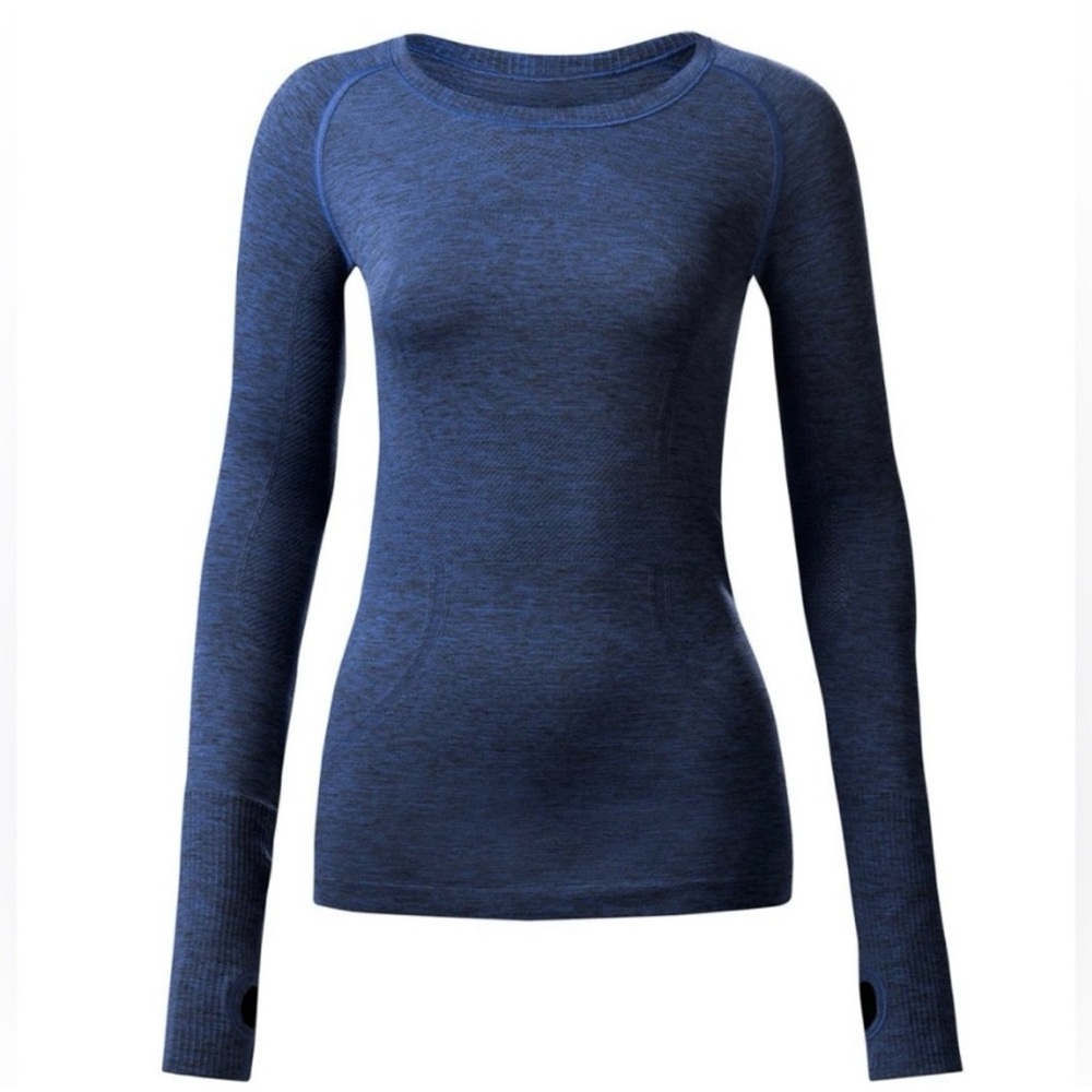 Lululemon Swiftly Tech long sleeved crew sz 6 Sapphire Blue/Black